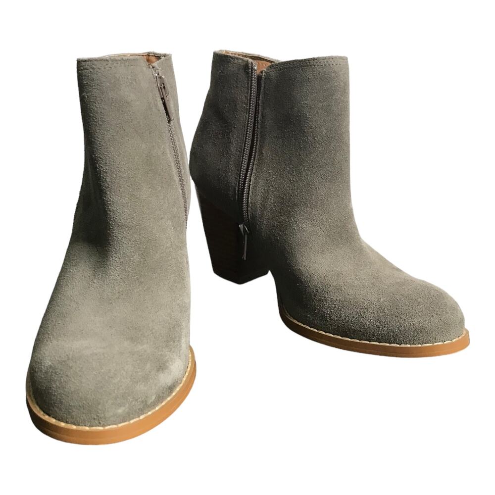 Seychelles Ankle Boot Womens 9‎ Clavichord Taupe Suede 3" Wood Heels Modern NWT